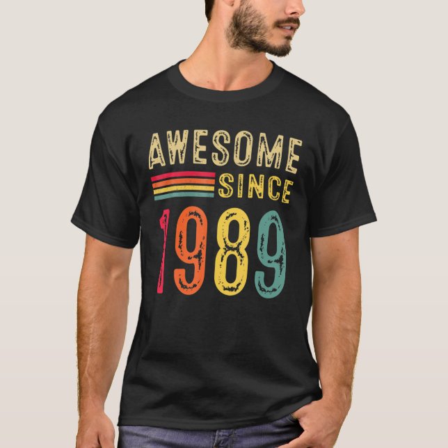 Camiseta 33 Desorações De Aniversário Homens Mulheres 1989  (Frente)