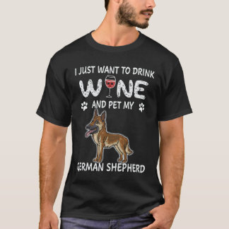 Camiseta 33 Eu só quero beber vinho e acariciar meu pastor 