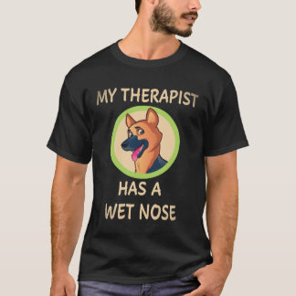 Camiseta 33 Meu Terapeuta Tem Um Pastor Alemão Com Nariz Mo