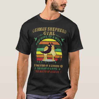 Camiseta 33 Pastor Alemão Menina A Alma De Uma Bruxa O Fogo