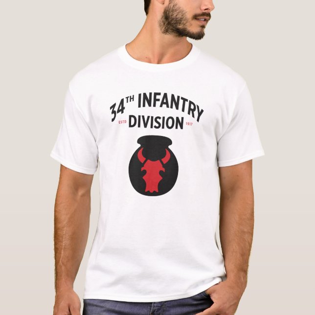 Camiseta 34ª Divisão de Infantaria Militar dos Estados Unid (Frente)