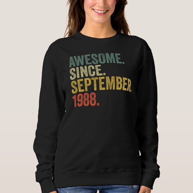 Camiseta 34º Aniversário Impressionante Desde setembro de 1 (Frente)