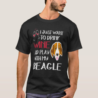 Camiseta 340 Beber Vinho E Brincar Com Meu Beagle