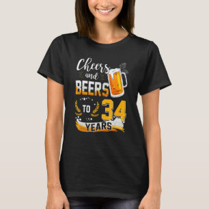 Camiseta 34.º Aniversário "Cheers and Beers" A 34 Anos De N