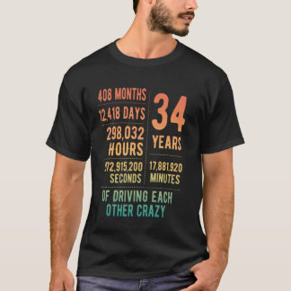 Camiseta 34 Anos Casados Divertido 34º Aniversário de Casam