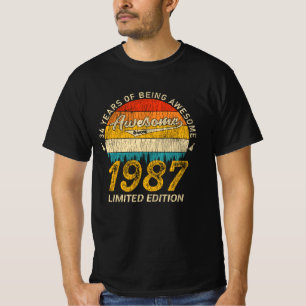 Camiseta 34 Anos De Idade No Dia 1987 Incrível Desde O 34.