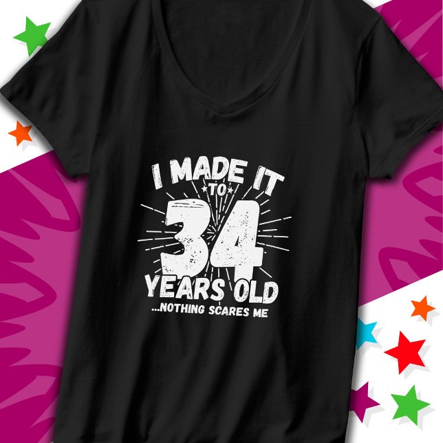 Camiseta 34 anos Sarcástico Meme Engraçado 34 anos aniversá (Criador carregado)