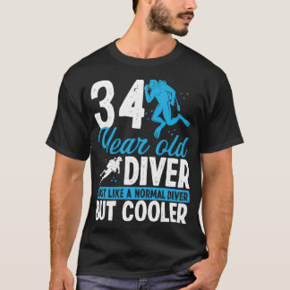 Camiseta 34 Anos Scuba Diver Snorkel 34 Aniversário