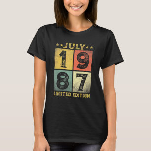 Camiseta 34 anos Vintage julho de 1987 34º aniversário