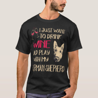 Camiseta 34 Só Quero Beber Vinho E Brincar Com Meu Alemão