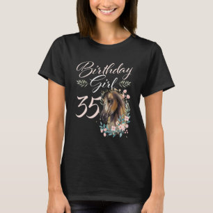 Camiseta 35ª Menina de Aniversário Cavalo de 35 Anos