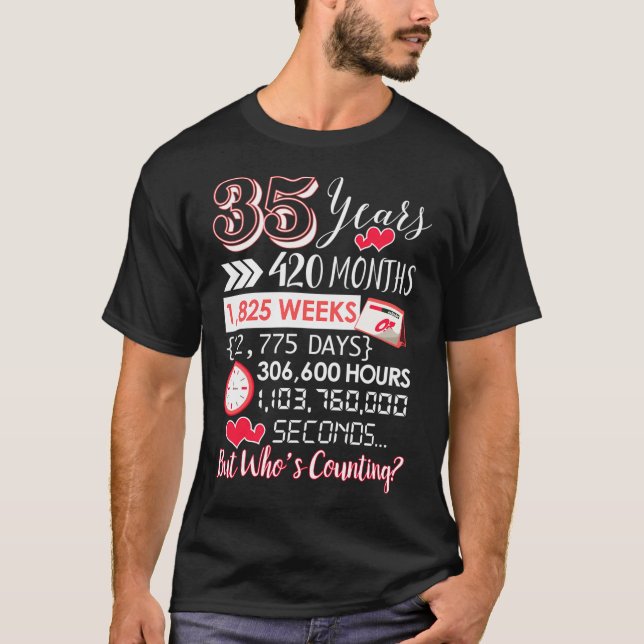 Camiseta 35º Aniversário De Casamento Para 35 Anos (Frente)