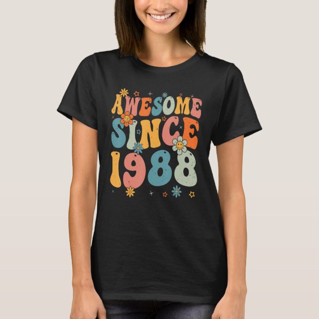 Camiseta 35º Aniversário Impressionante Desde 1988 35 Anos  (Frente)