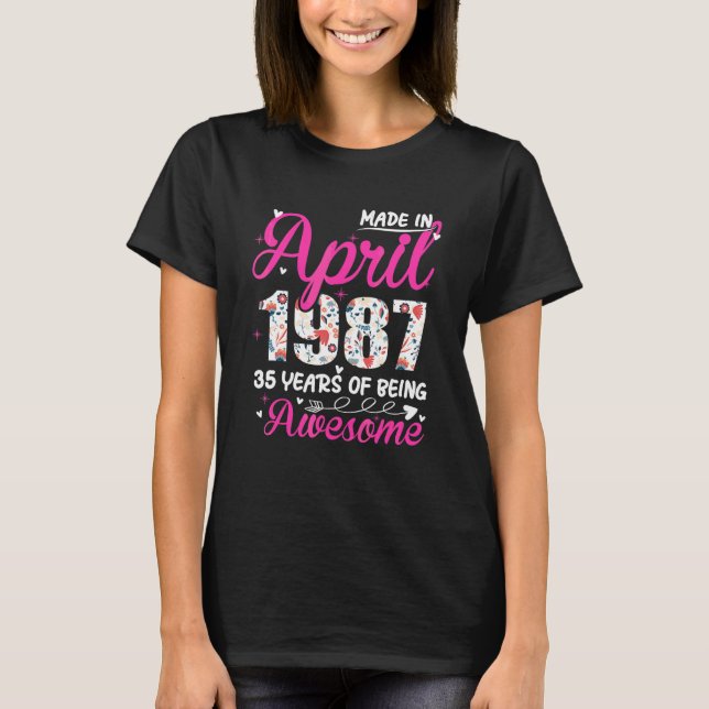 Camiseta 35º Aniversário Impressionante Desde abril de 1987 (Frente)