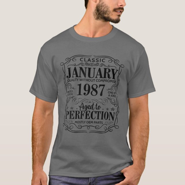 Camiseta 35º Aniversário Perfecção De Presentes Com Idade J (Frente)