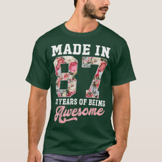 Camiseta 35º Nascer de aniversário em 1987 Meninas presente