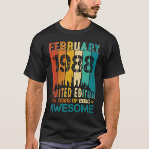 Camiseta 35.º Aniversário Fevereiro De 1988 35 Anos De Idad