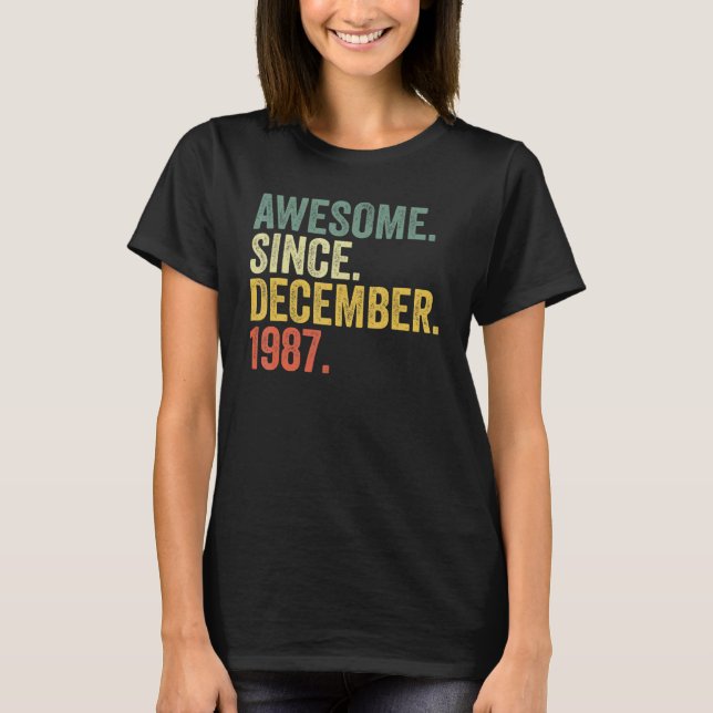 Camiseta 35.º Aniversário Impressionante Desde dezembro de  (Frente)