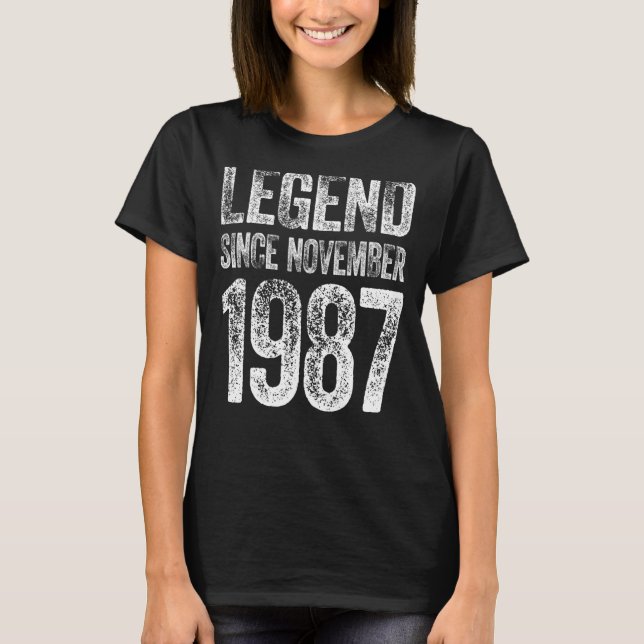 Camiseta 35. º aniversário Novembro Nascer 35 anos Legenda  (Frente)