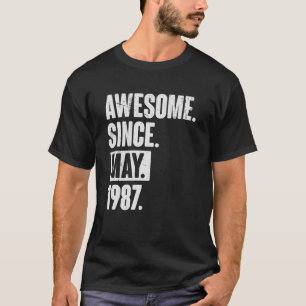 Camiseta 35 anos, 35 anos, aniversário incrível desde maio 