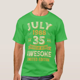 Camiseta 35 anos fantástico Vintage julho de 1988 35º anive