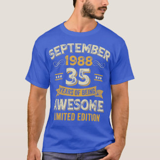 Camiseta 35 anos incrível Vintage setembro de 1988 35º aniv