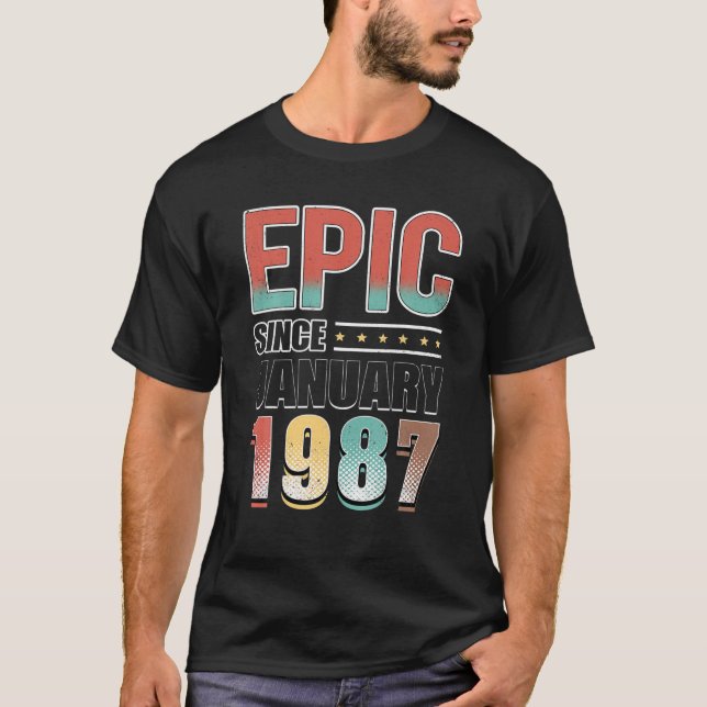 Camiseta 35 Bday Decoration 35Th Birthday Epic Since Januar (Frente)