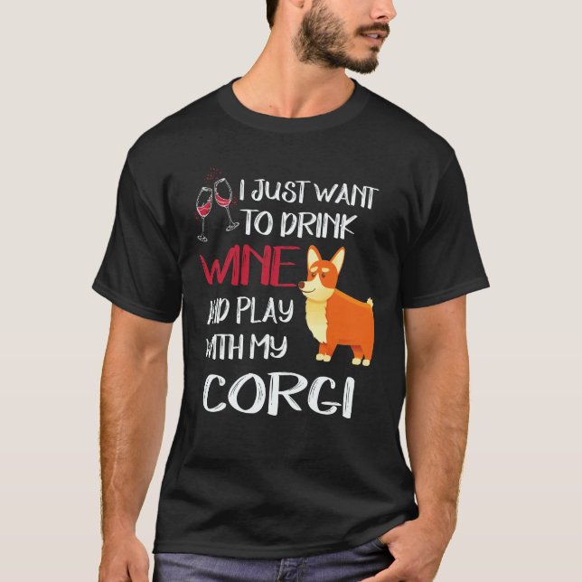 Camiseta 35 Eu Só Quero Beber Vinho Corgi (Frente)