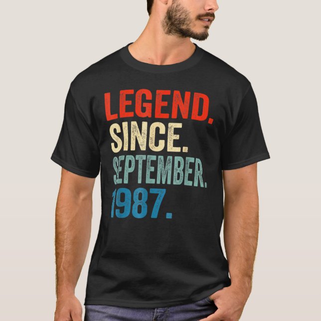 Camiseta 35 Years Old  Legend Since September 1987 35th Bir (Frente)