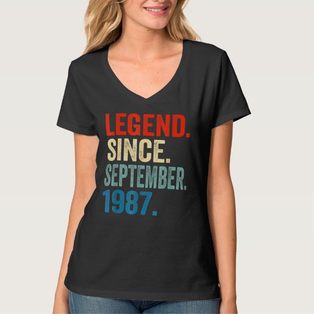 Camiseta 35 Years Old  Legend Since September 1987 35th Bir (Frente)