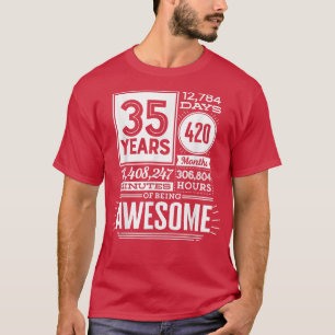 Camiseta 35th Birthday 35 Years Of Being Awesome 12775 Days