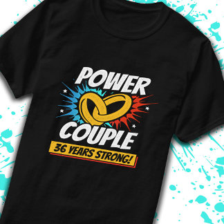 Camiseta 36º aniversário Casou Casais com 36 anos de força
