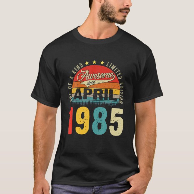 Camiseta 36º Aniversário Decoração Abril De 1985 Homens Mul (Frente)