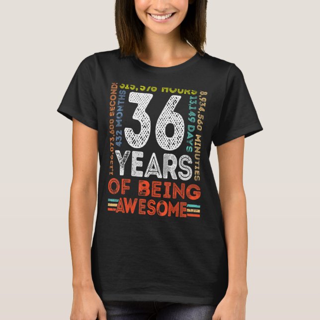 Camiseta 36. º aniversário incrível 36 anos retrô-retrato 4 (Frente)