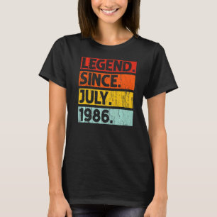 Camiseta 36.a Legenda de aniversário desde julho de 1986 36
