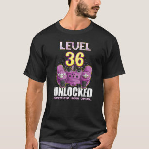 Camiseta 36. Aniversário Gamer Boys Raparigas 36 anos Nível