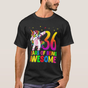 Camiseta 36 Anos De Aniversário Do Unicórnio Dabbing 36º Bi