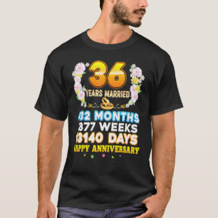 Camiseta 36 anos de casamento Feliz 36.º aniversário de cas