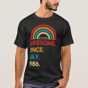 Camiseta 36 anos de idade incrível desde maio de 1986 36º a
