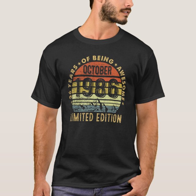 Camiseta 36 anos de idade incrível desde outubro de 1986 36 (Frente)