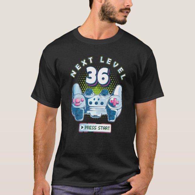 Camiseta 36 Birthday Gamer nível 36 de novo Controlador de  (Frente)