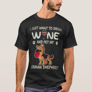 Camiseta 36 Eu só Quero Beber Vinho E Acariciar Meu Pastor