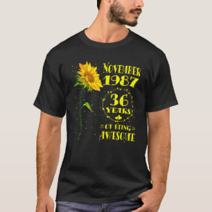 Camiseta 36.o aniversário 36 anos Nascer de girassol novemb