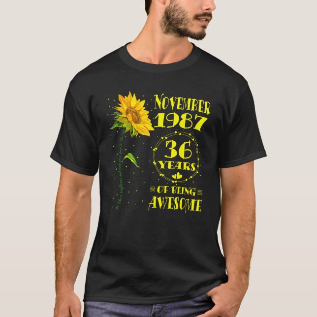 Camiseta 36.o aniversário 36 anos Nascer de girassol novemb (Frente)