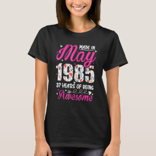 Camiseta 37º aniversário incrível desde maio de 1985 Floral