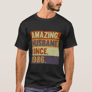 Camiseta 37.º Aniversário De Casamento Para Ele Cotton Husb