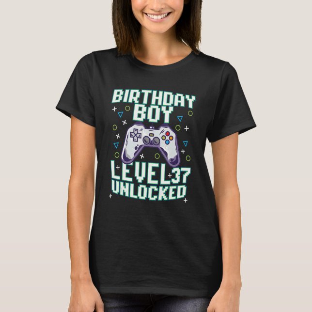 Camiseta 37.º Aniversário Jovens Jogadores De Vídeo Com 37  (Frente)