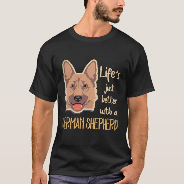 Camiseta 37 A vida é melhor com um pastor alemão (Frente)