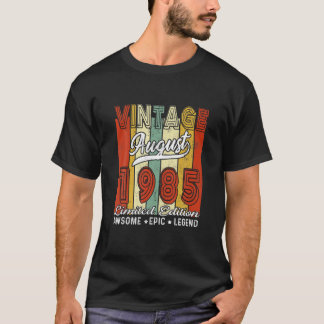 Camiseta 37 Aniversário Vintage Agosto 1985 Incrível Épico