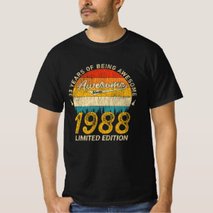 Camiseta 37 anos 1988 Retro Incrível 37º presente de aniver